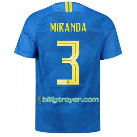 Billige Fotballdrakter Brasil Miranda 3 VM 2018 Bortedraktsett